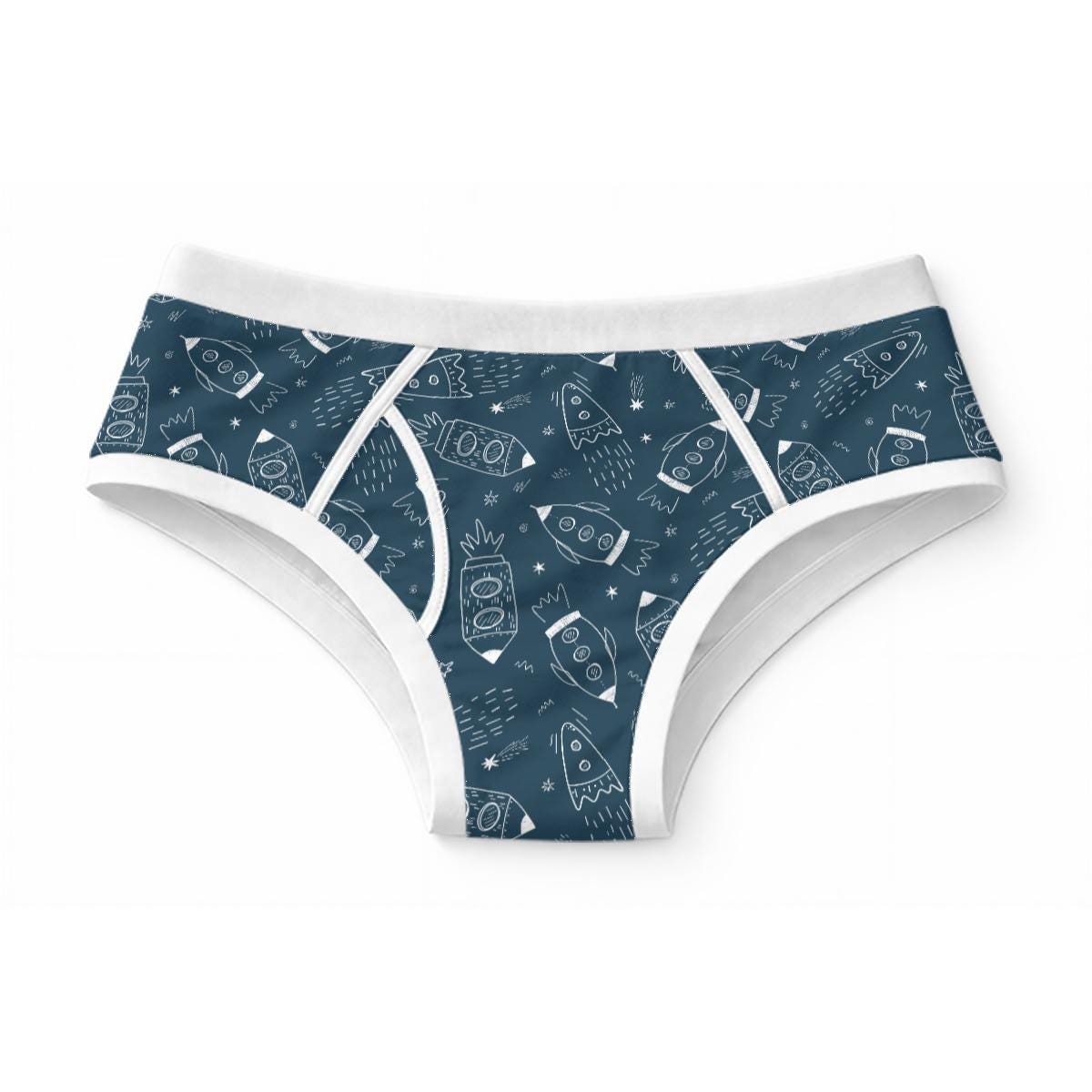 ABDL Space Briefs for Adults, 100% Cotton Men's Underwear, Rocket Print Briefs, Adult Baby Underwear, Cute Space Briefs