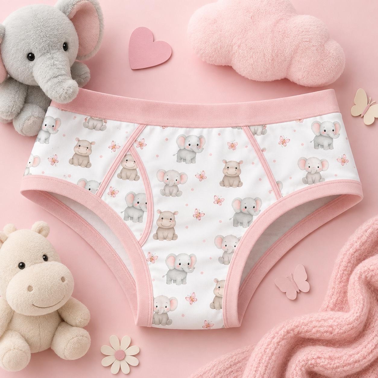 Elephant Print Underwear for Adults, 100% Cotton Briefs, Cute Animal Kawaii Underwear, Pink Elephant Briefs, Novelty Adult Clothing, S-3XL