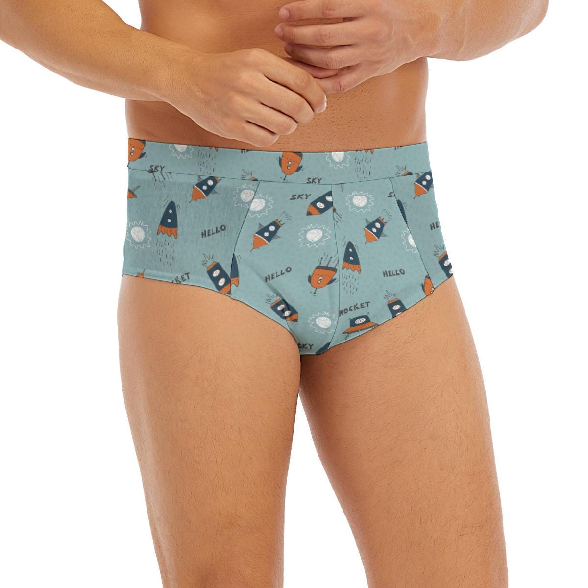ABDL Men's Rocket Underwear, Adult Baby Briefs, Diaper Lover Low Rise Briefs, Cute Space Underwear, ABDL Clothing, Men's Underwear S-5XL