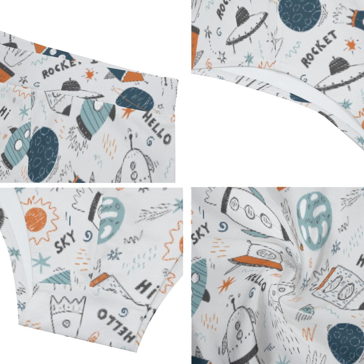 ABDL Space Rocket Men's Briefs, Adult Baby Underwear, Cute Galaxy Low Rise Briefs, DL Underwear, Fun Rocket Print