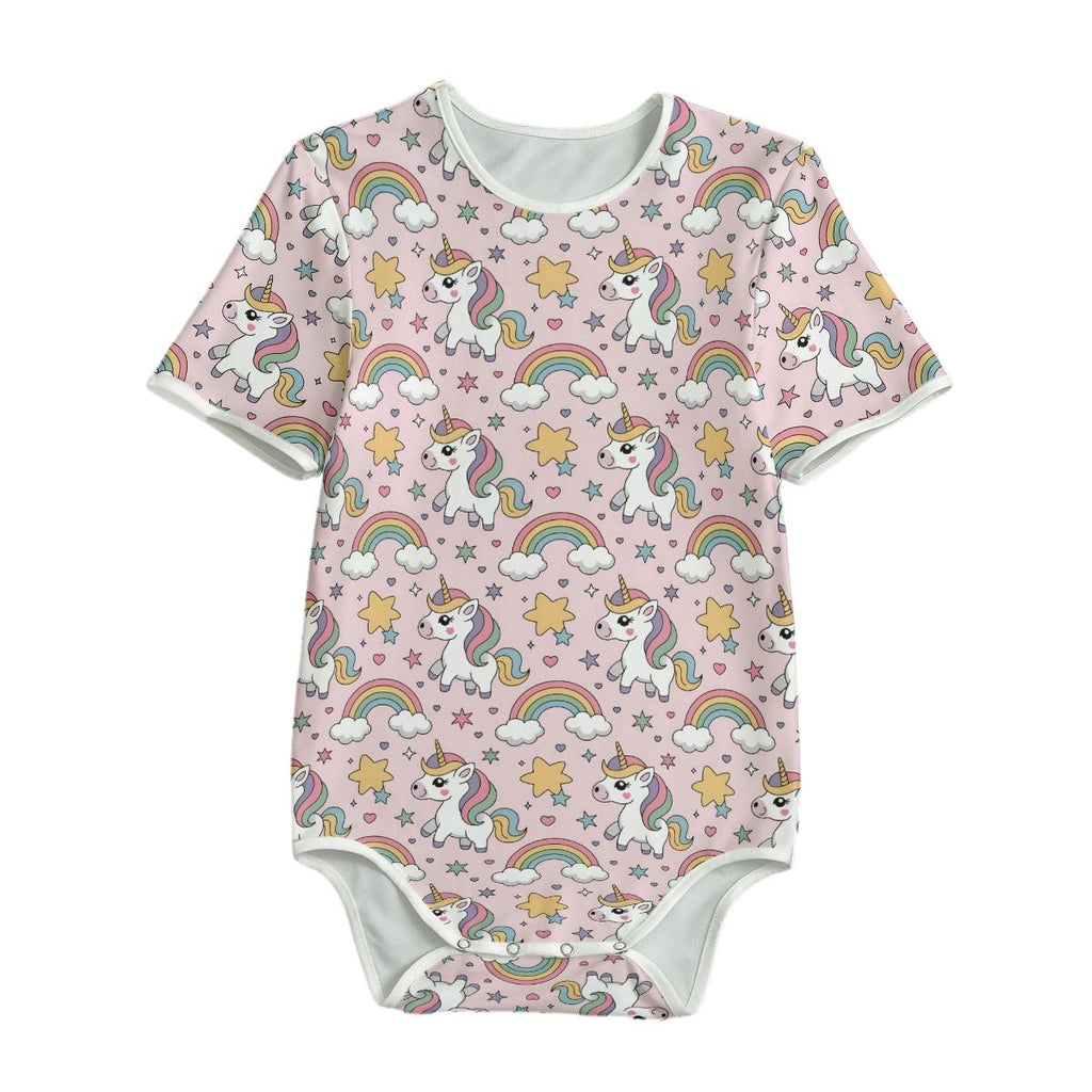 Pink Unicorn Bodysuit, ABDL Adult Baby Onesie, Rainbow Unicorn Romper, Cute Adult Bodysuit, Pastel Unicorn Clothing, ABDL Outfit