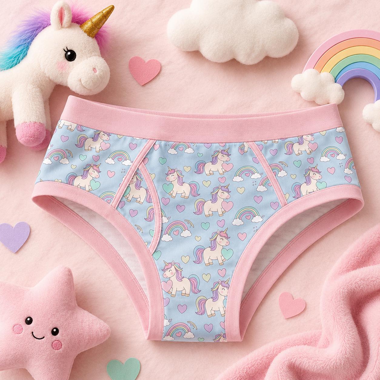 Pastel Unicorn Underwear for Adults, Rainbow Kawaii Briefs, Cute Cotton Panties, Whimsical Adult Underwear, ABDL Clothing, S-3XL