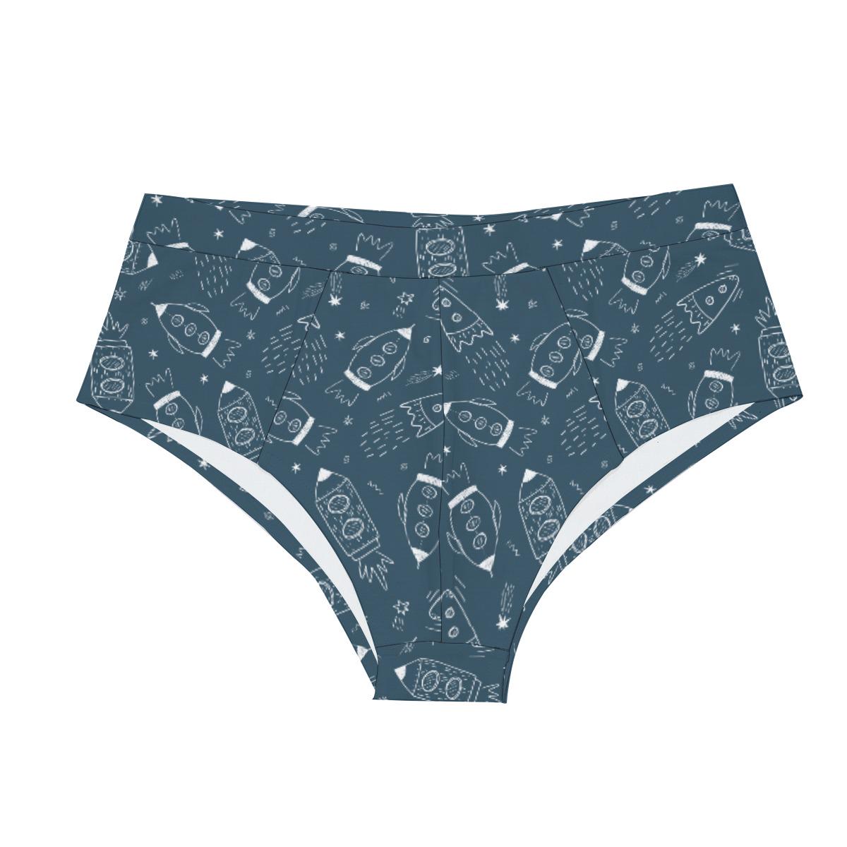 ABDL Rocket Print Men's Briefs, Low Rise Adult Baby Underwear, Cute Space Print Briefs, DL Lingerie, Comfy Stretch Underwear