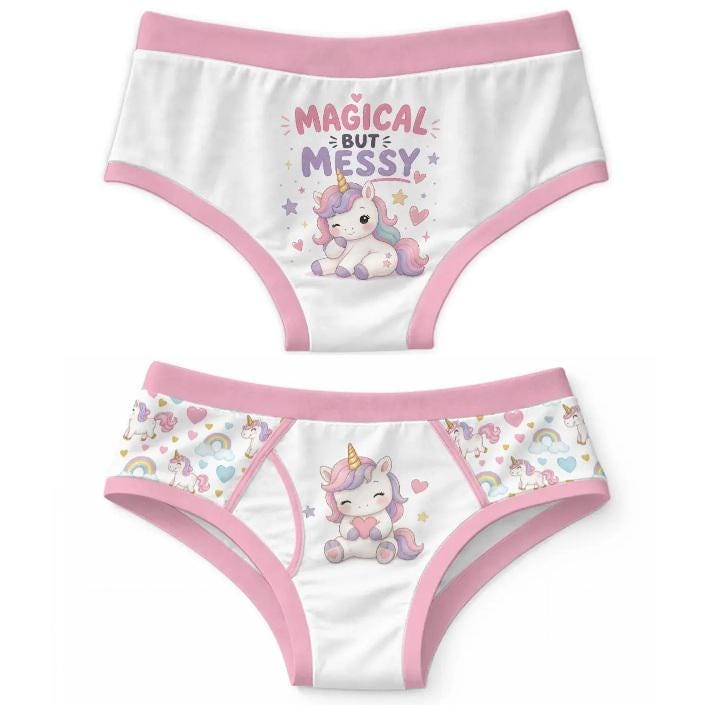 Men's Unicorn Brief 100% Cotton, Kawaii Men's Underwear, Cute Unicorn Brief, Funny Men's Underwear, Magical But Messy, Adult Brief