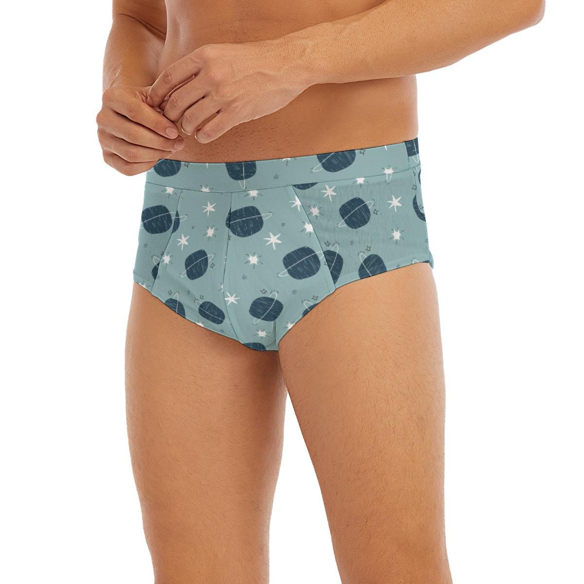 ABDL Space Planet Men's Briefs, Adult Baby Underwear, Cute Galaxy Low Rise Briefs, DL Underwear, Fun Men's Lingerie