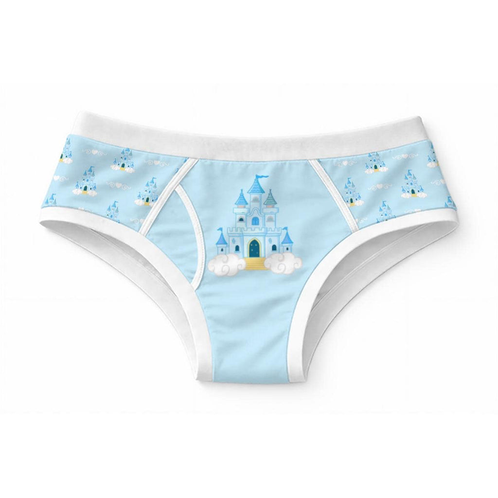 Blue Castle Briefs for Men, 100% Cotton Men's Underwear, Cute Fairytale Novelty Briefs, Princess Castle Underwear, ABDL Adult Baby Briefs