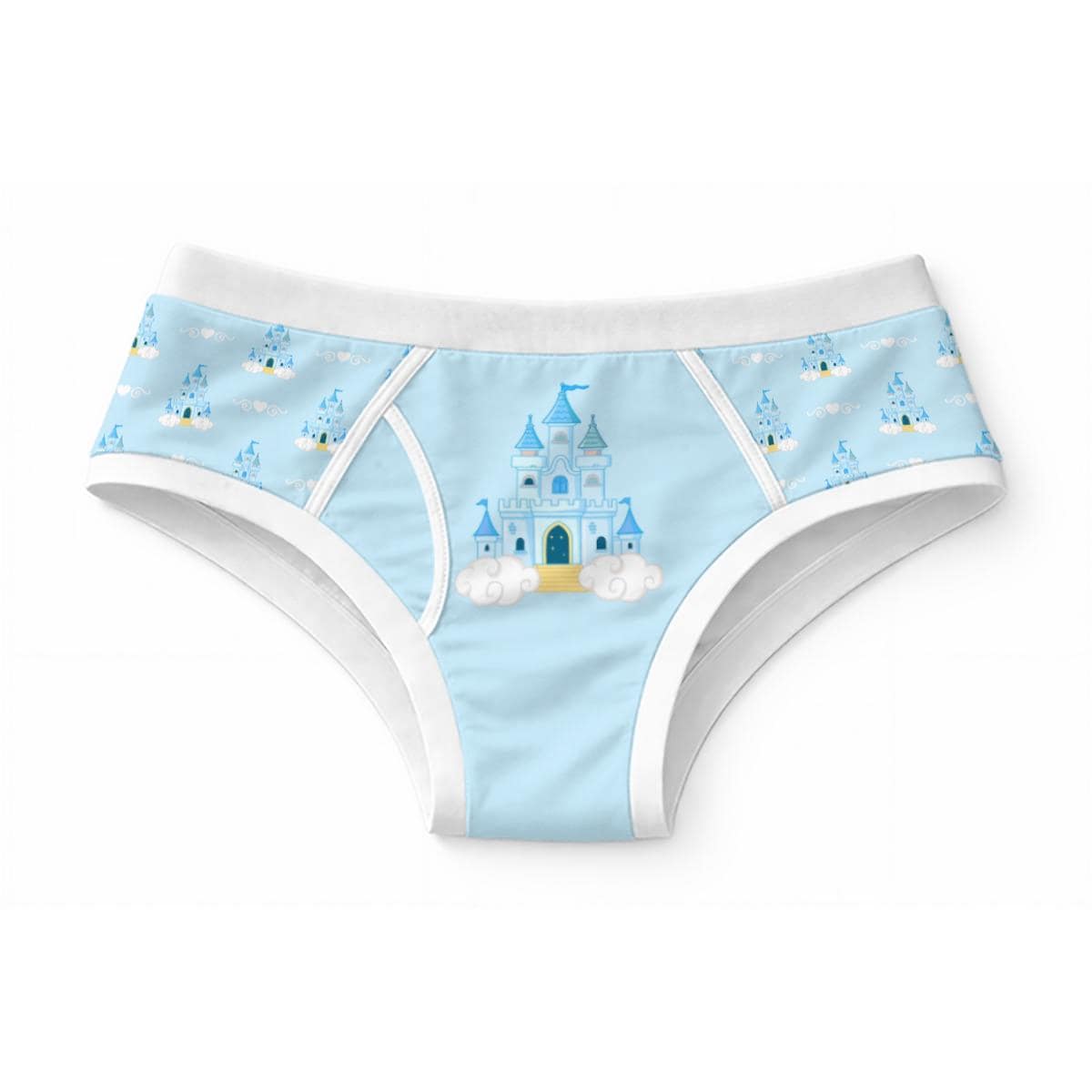 Blue Castle Briefs for Men, 100% Cotton Men's Underwear, Cute Fairytale Novelty Briefs, Princess Castle Underwear, ABDL Adult Baby Briefs