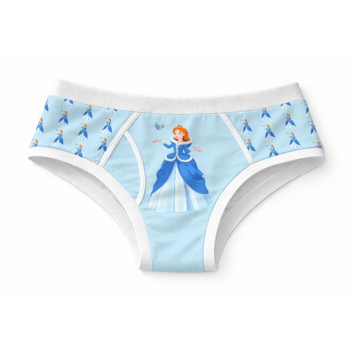Blue Princess Briefs for Men, 100% Cotton Men's Underwear, Cute Blue Novelty Briefs, Feminine Princess Underwear, ABDL Adult Baby Briefs