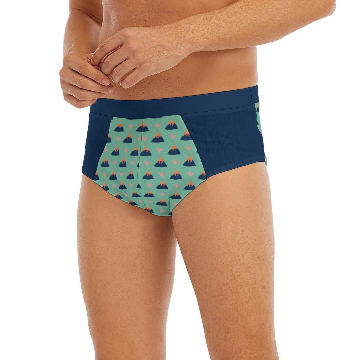 Men’s Low-Rise Briefs – Cute Volcano Print ABDL Underwear