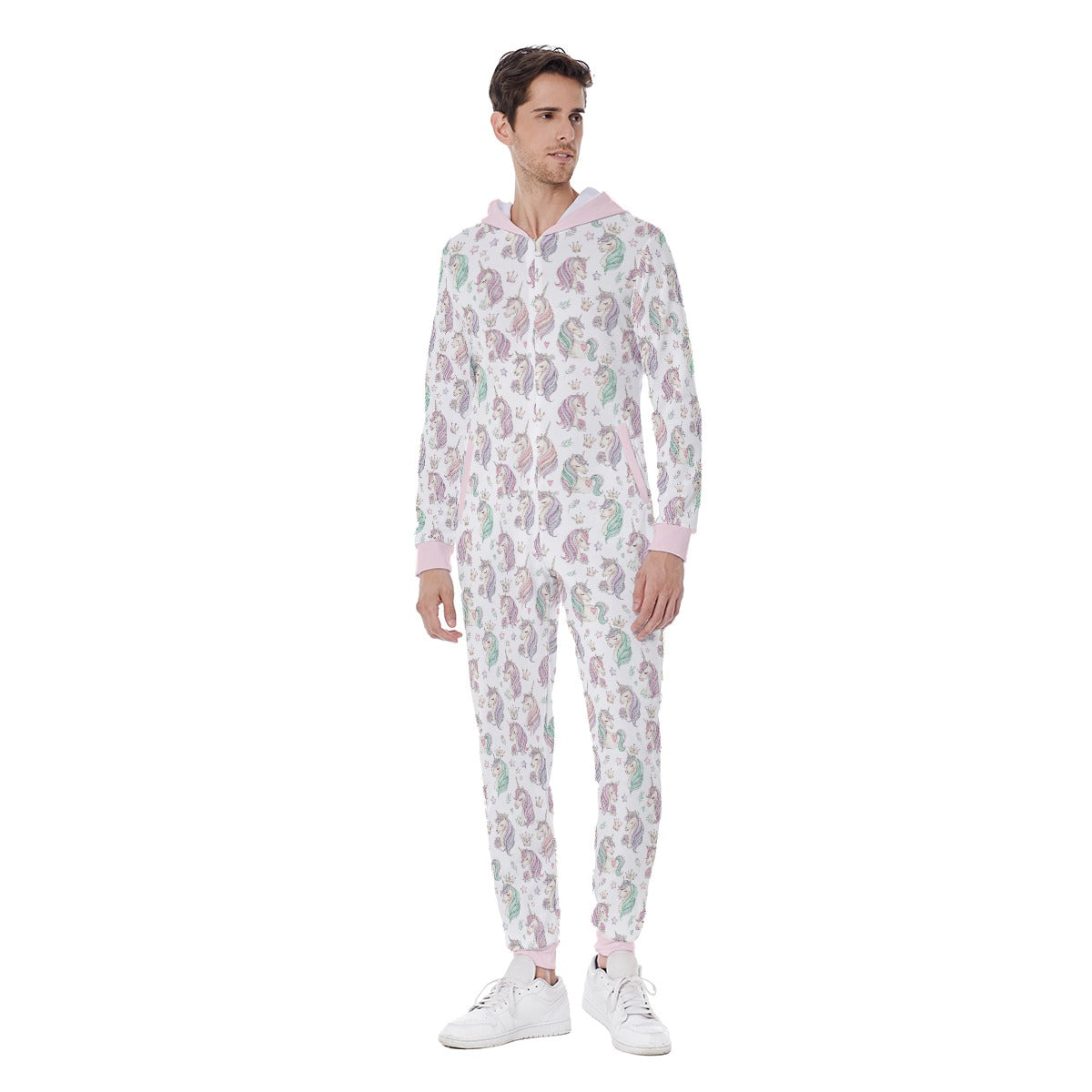 All-Over Print Men's Hooded Jumpsuit