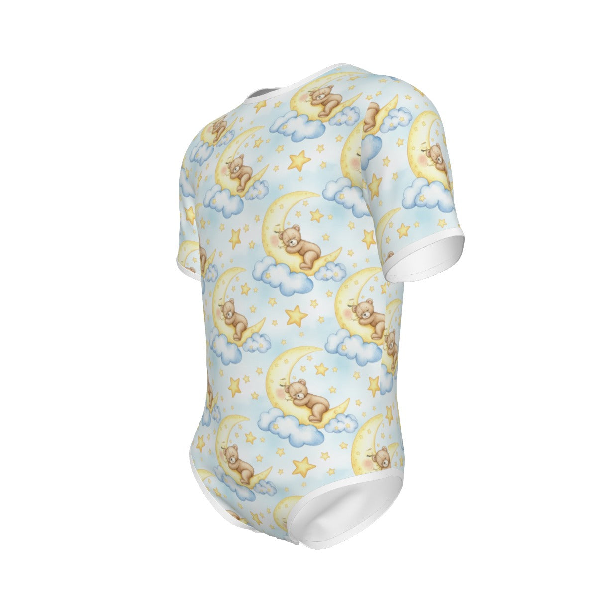 Sleeping Bear on Moon Adult Onesie | Light Blue ABDL Bodysuit