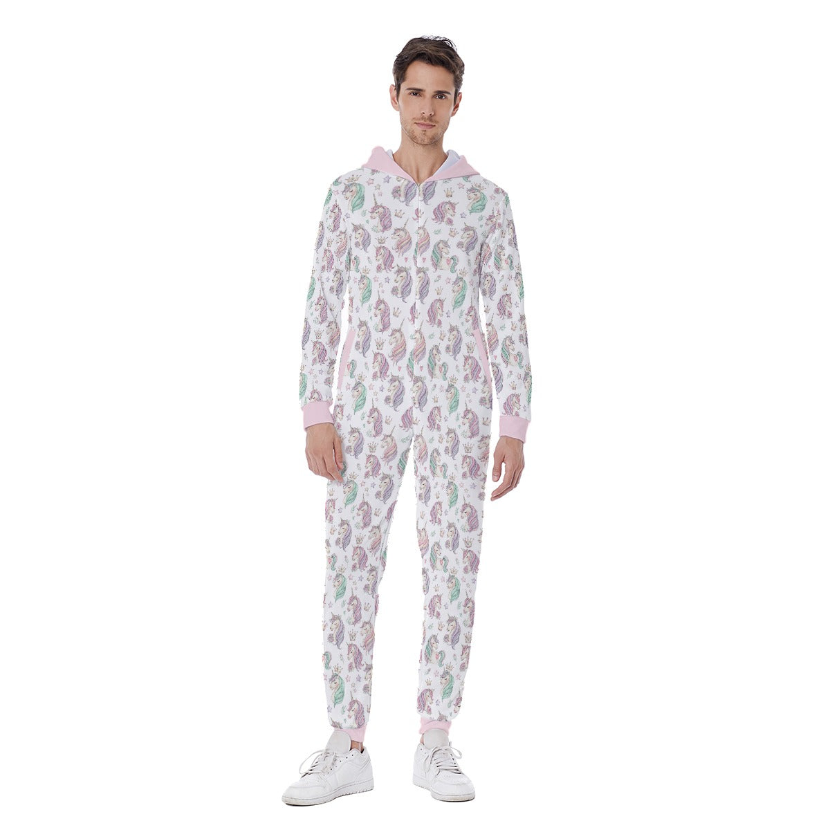 All-Over Print Men's Hooded Jumpsuit