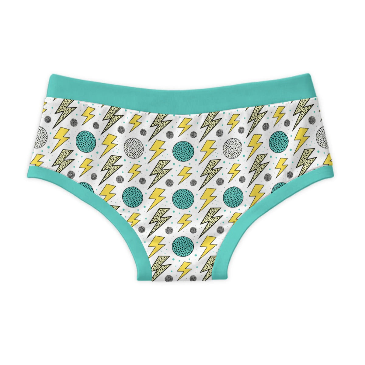 ABDL Adult Briefs - Yellow Lightning Bolt & Retro Dots Print 100% Cotton Undershorts