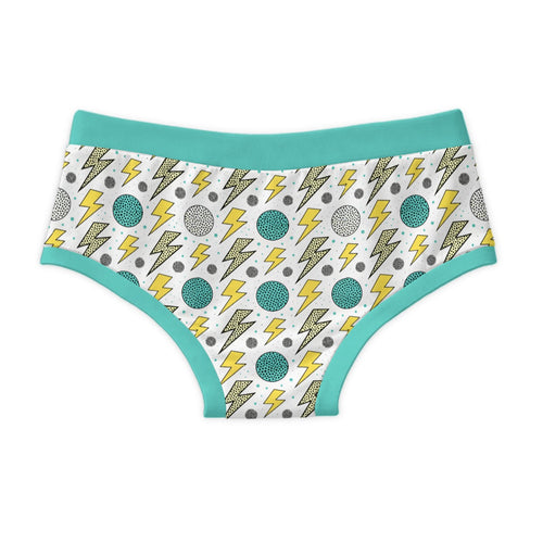 ABDL Adult Briefs - Yellow Lightning Bolt & Retro Dots Print 100% Cotton Undershorts