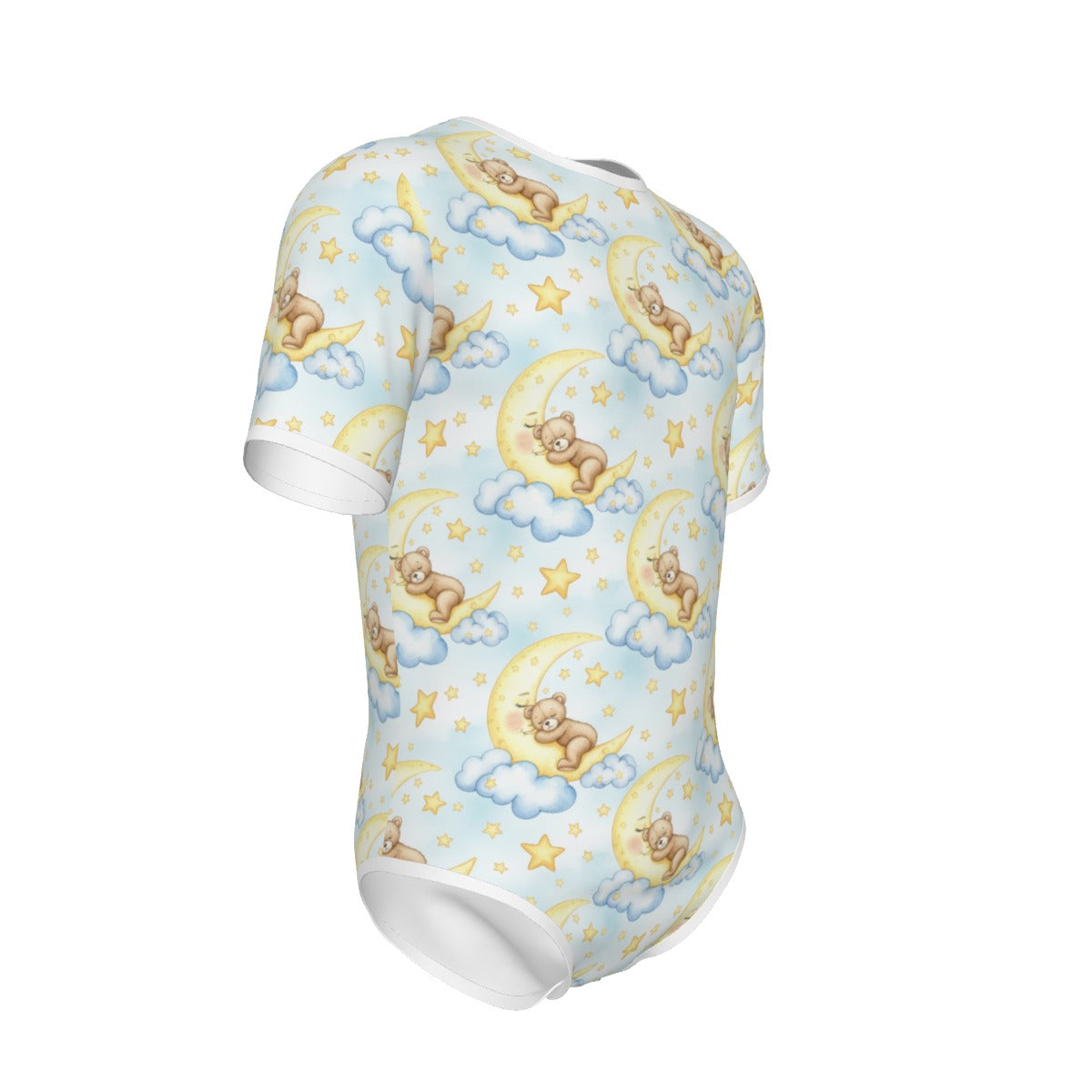 Sleeping Bear on Moon Adult Onesie | Light Blue ABDL Bodysuit