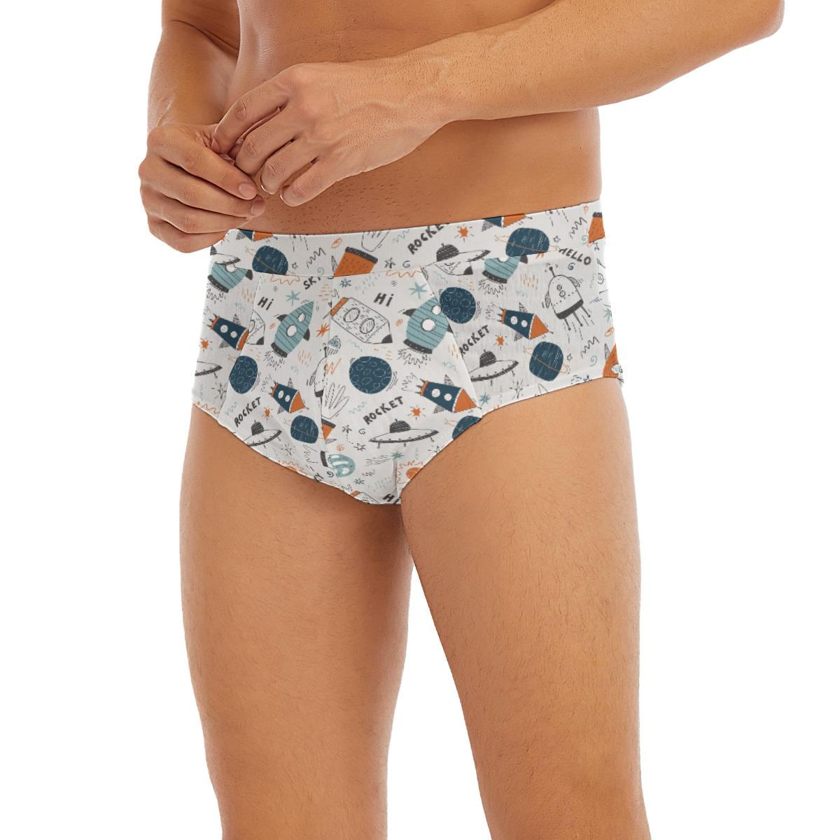 ABDL Space Rocket Men's Briefs, Adult Baby Underwear, Cute Galaxy Low Rise Briefs, DL Underwear, Fun Rocket Print