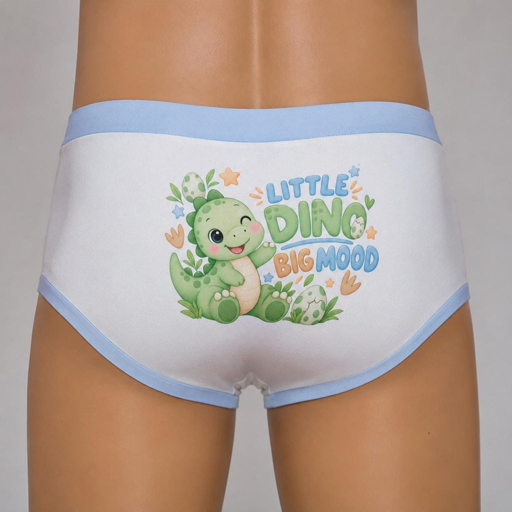 Men's Dinosaur Brief 100% Cotton, Cute Dino Underwear, Kawaii Men's Brief, Funny Men's Underwear, Little Dino Big Mood
