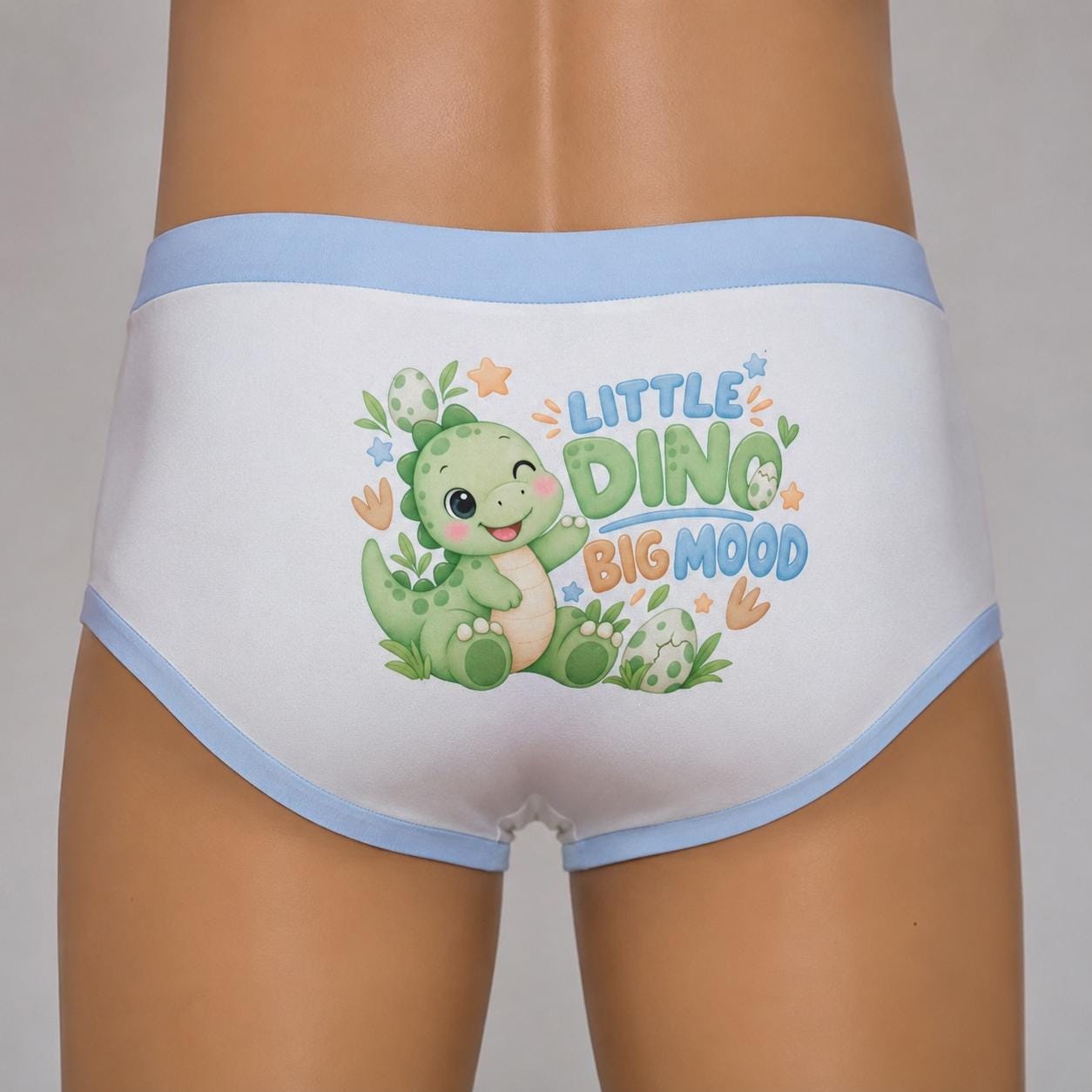 Men's Dinosaur Brief 100% Cotton, Cute Dino Underwear, Kawaii Men's Brief, Funny Men's Underwear, Little Dino Big Mood