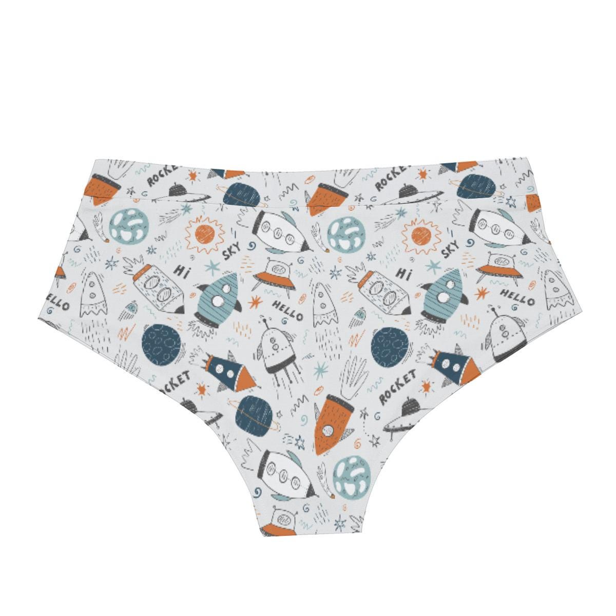 ABDL Space Rocket Men's Briefs, Adult Baby Underwear, Cute Galaxy Low Rise Briefs, DL Underwear, Fun Rocket Print