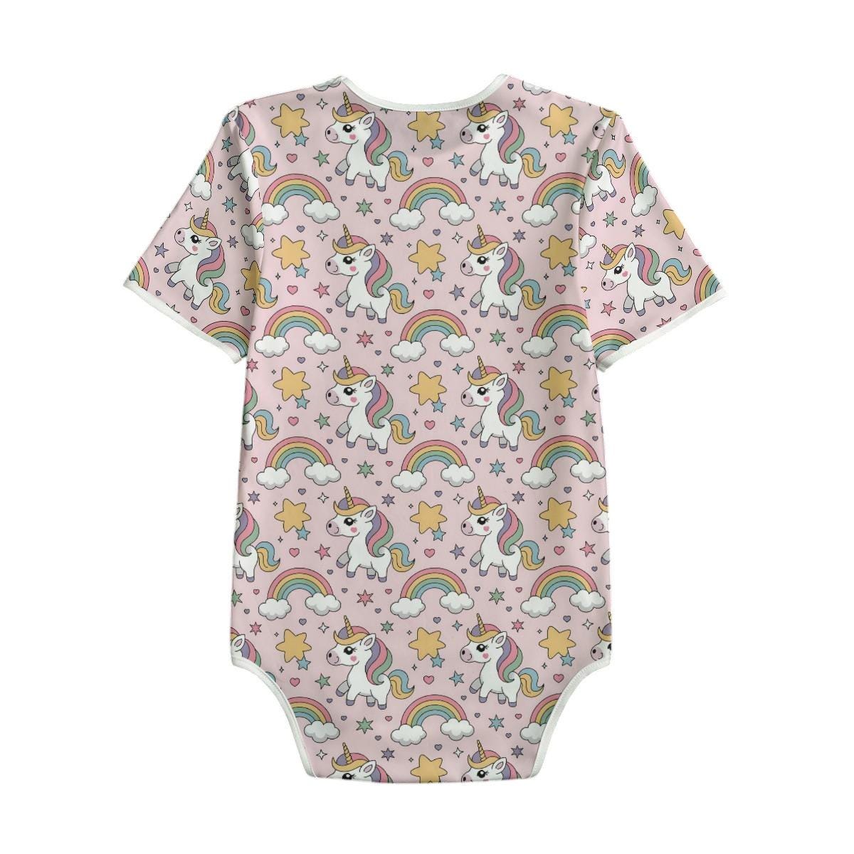 Pink Unicorn Bodysuit, ABDL Adult Baby Onesie, Rainbow Unicorn Romper, Cute Adult Bodysuit, Pastel Unicorn Clothing, ABDL Outfit