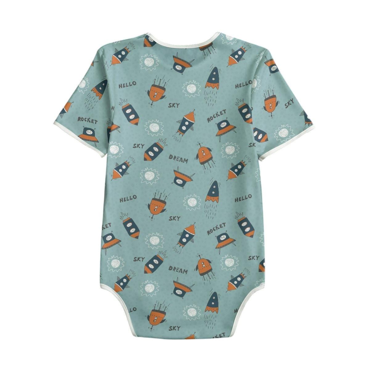 Adult Onesie ABDL, Space Bodysuit, Adult Baby Onesie, Little Space Clothing, Rocket Print Romper, Kawaii Bodysuit, ABDL Gift