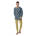 Navy Rainbow Dino & Mustard ABDL Pajama Set | Soft Stretch Two-Piece Sleepwear