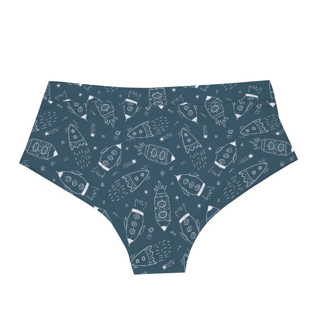 ABDL Rocket Print Men's Briefs, Low Rise Adult Baby Underwear, Cute Space Print Briefs, DL Lingerie, Comfy Stretch Underwear