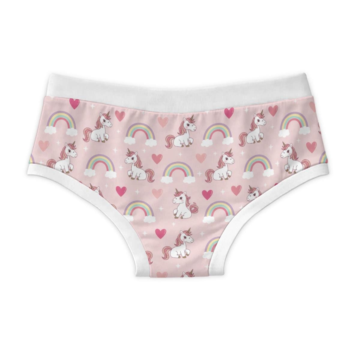 Adult Unicorn Briefs, 100% Cotton Underwear, Pink Unicorn Kawaii Briefs, Cute Rainbow Underwear, ABDL Clothing, Adult Baby Briefs, S-3XL