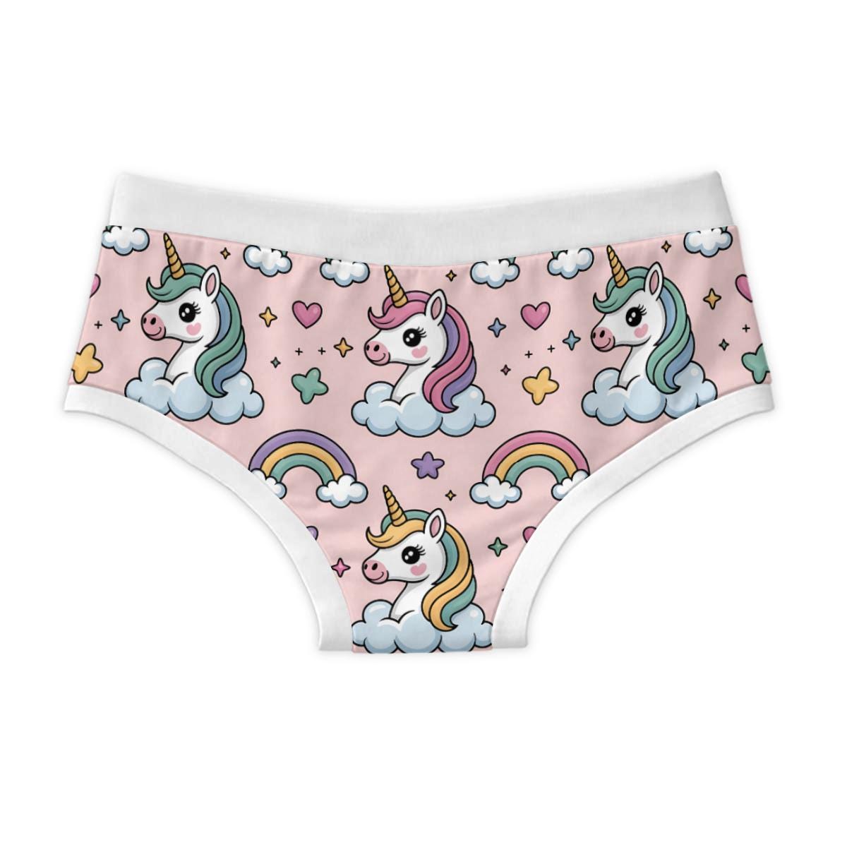 Pink Unicorn Briefs for Men, Cute Rainbow Unicorn Underwear, 100% Cotton Men's Briefs, Pastel Novelty Underwear, ABDL Adult Baby Briefs