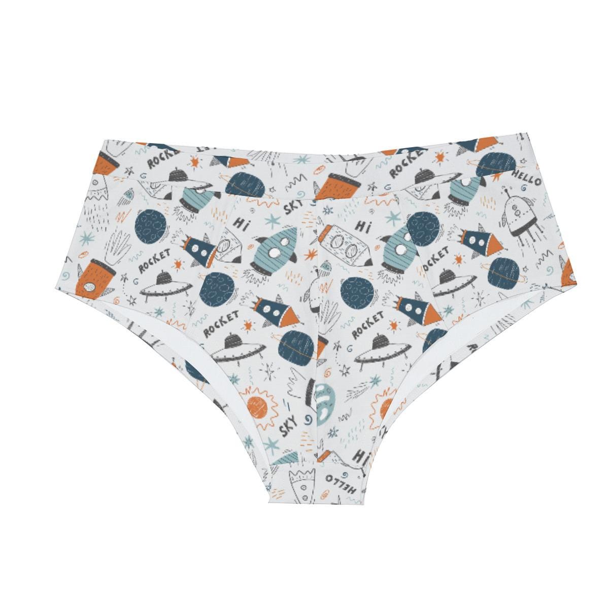 ABDL Space Rocket Men's Briefs, Adult Baby Underwear, Cute Galaxy Low Rise Briefs, DL Underwear, Fun Rocket Print