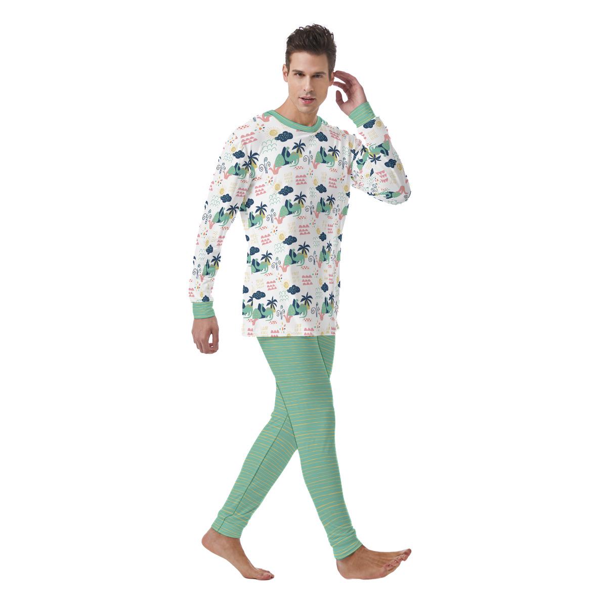 Playful Dinosaurs & Palms Adult ABDL Pajama Set | Soft Stretch Two-Piece Sleepwear