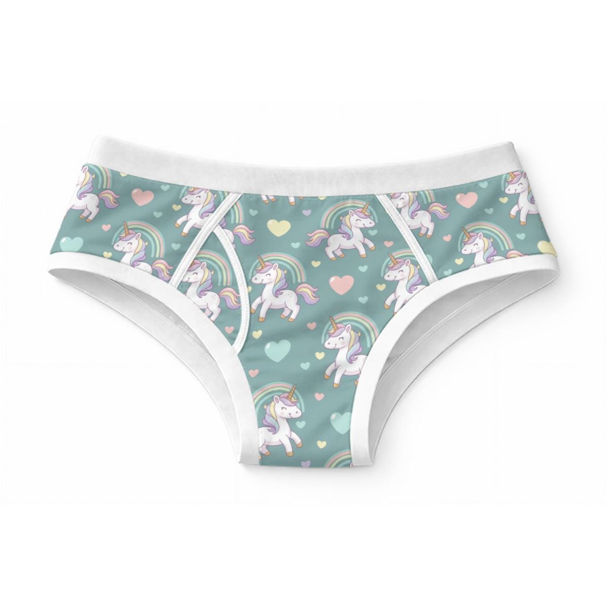 Adult Unicorn Briefs, 100% Cotton Underwear, Teal Unicorn Kawaii Briefs, Cute Rainbow Underwear, ABDL Clothing, Adult Baby Briefs, S-3XL