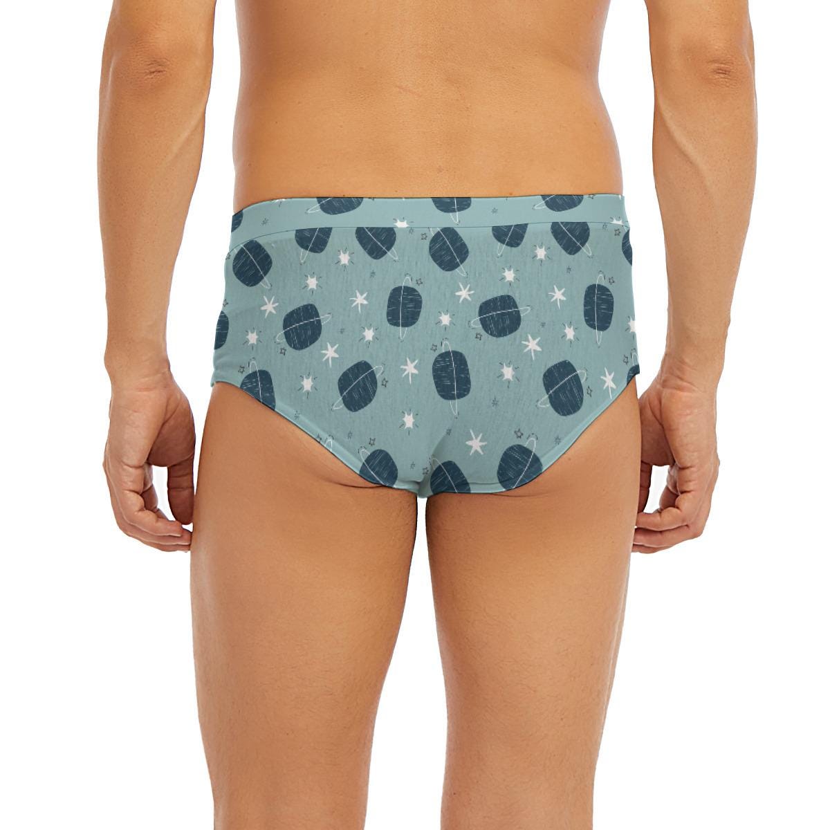 ABDL Space Planet Men's Briefs, Adult Baby Underwear, Cute Galaxy Low Rise Briefs, DL Underwear, Fun Men's Lingerie