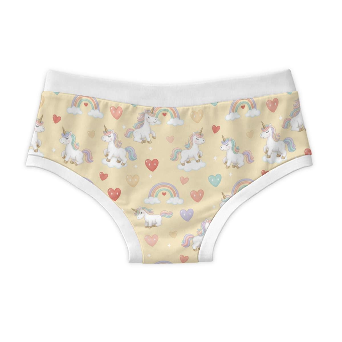 Adult Unicorn Briefs, 100% Cotton Underwear, Cute Kawaii Unicorn Briefs, Rainbow Heart Underwear, ABDL Clothing, Adult Baby Briefs, S-3XL