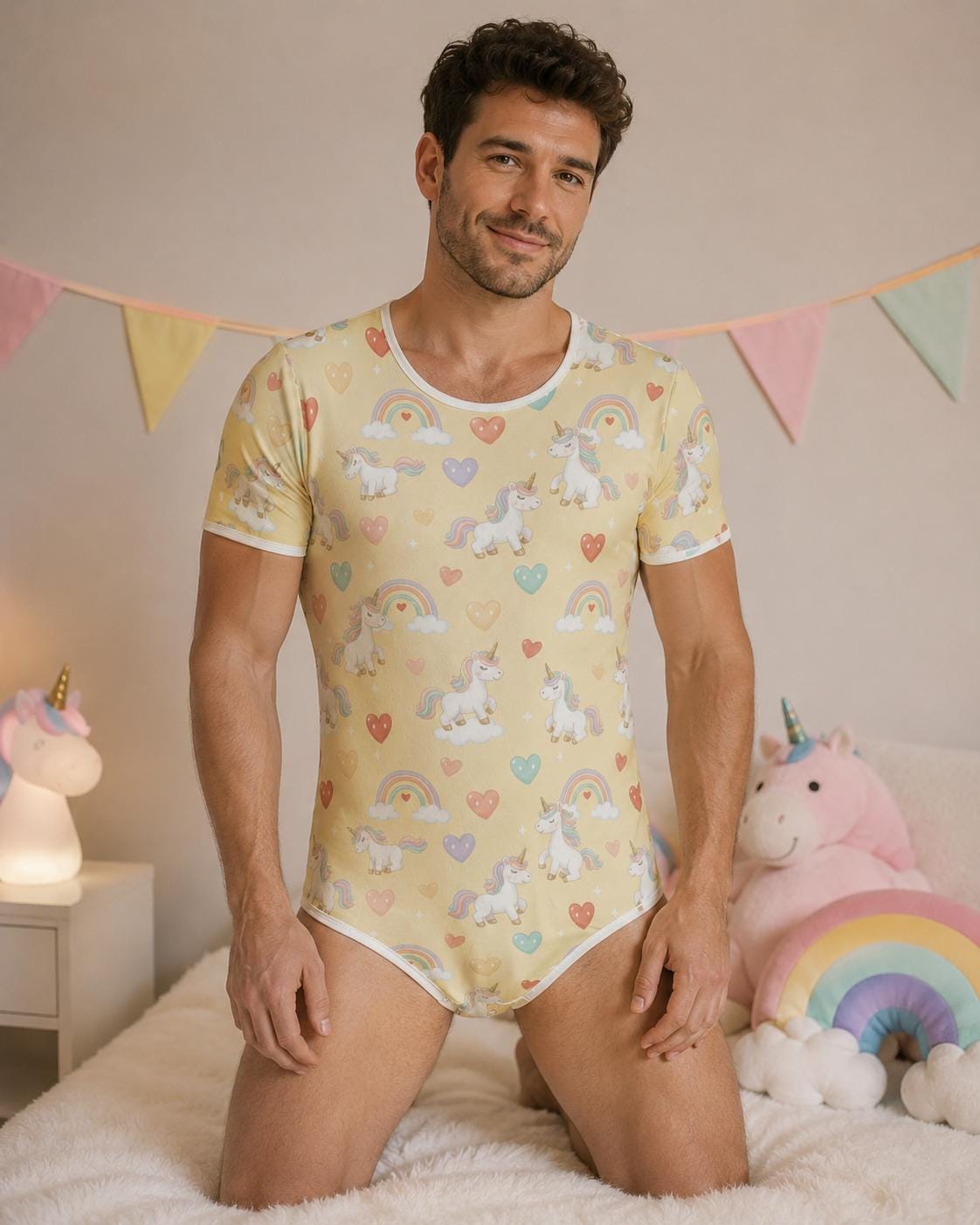 Adult Onesie ABDL, Unicorn Bodysuit, Adult Baby Onesie, Pastel Unicorn Romper, Little Space Clothing, Kawaii Onesie, ABDL Gift