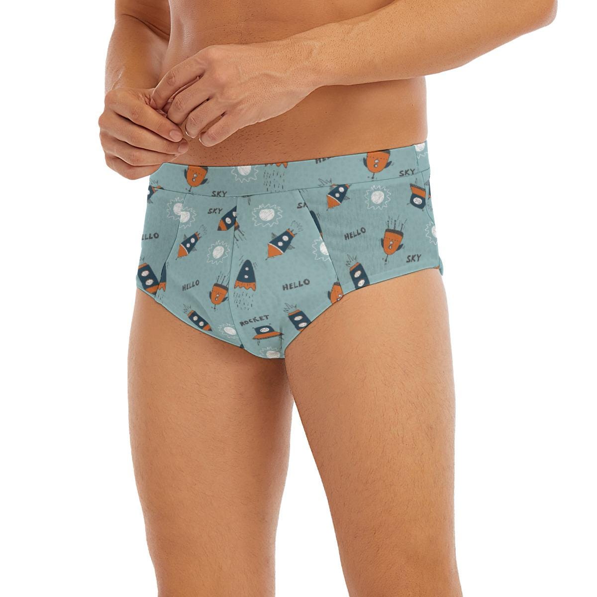ABDL Men's Rocket Underwear, Adult Baby Briefs, Diaper Lover Low Rise Briefs, Cute Space Underwear, ABDL Clothing, Men's Underwear S-5XL