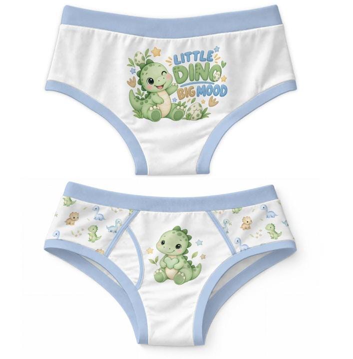 Men's Dinosaur Brief 100% Cotton, Cute Dino Underwear, Kawaii Men's Brief, Funny Men's Underwear, Little Dino Big Mood