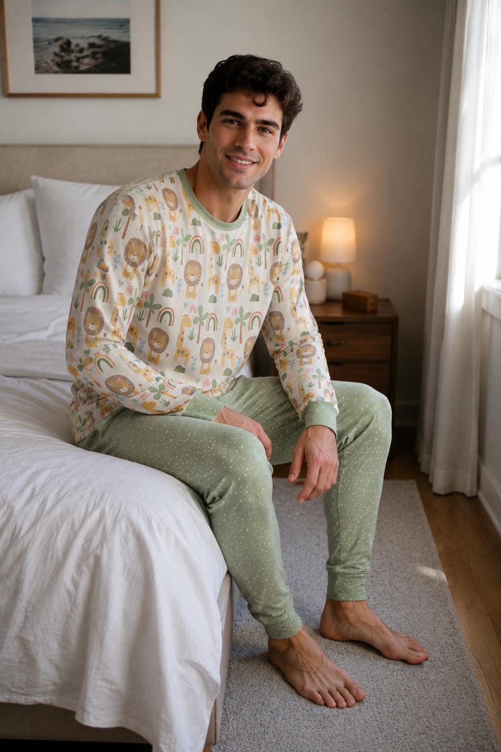ABDL Pajamas, Adult Baby Pajama Set, Cute Lion Sleepwear, Little Space Clothes, Rainbow Pajamas, Kawaii Adult Loungewear