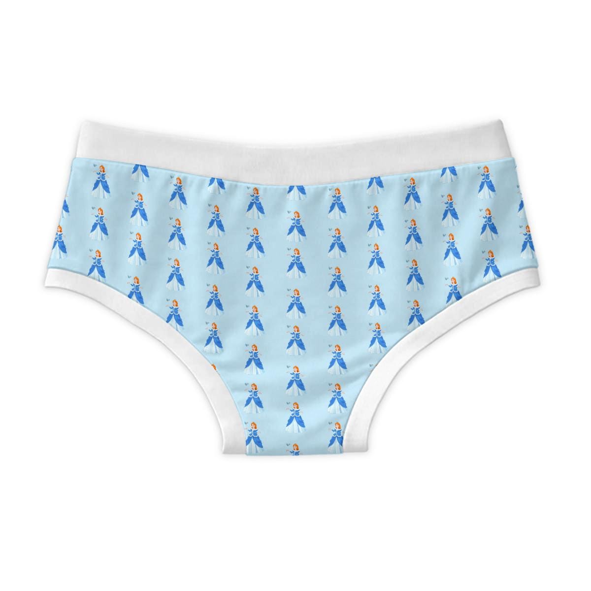 Blue Princess Briefs for Men, 100% Cotton Men's Underwear, Cute Blue Novelty Briefs, Feminine Princess Underwear, ABDL Adult Baby Briefs
