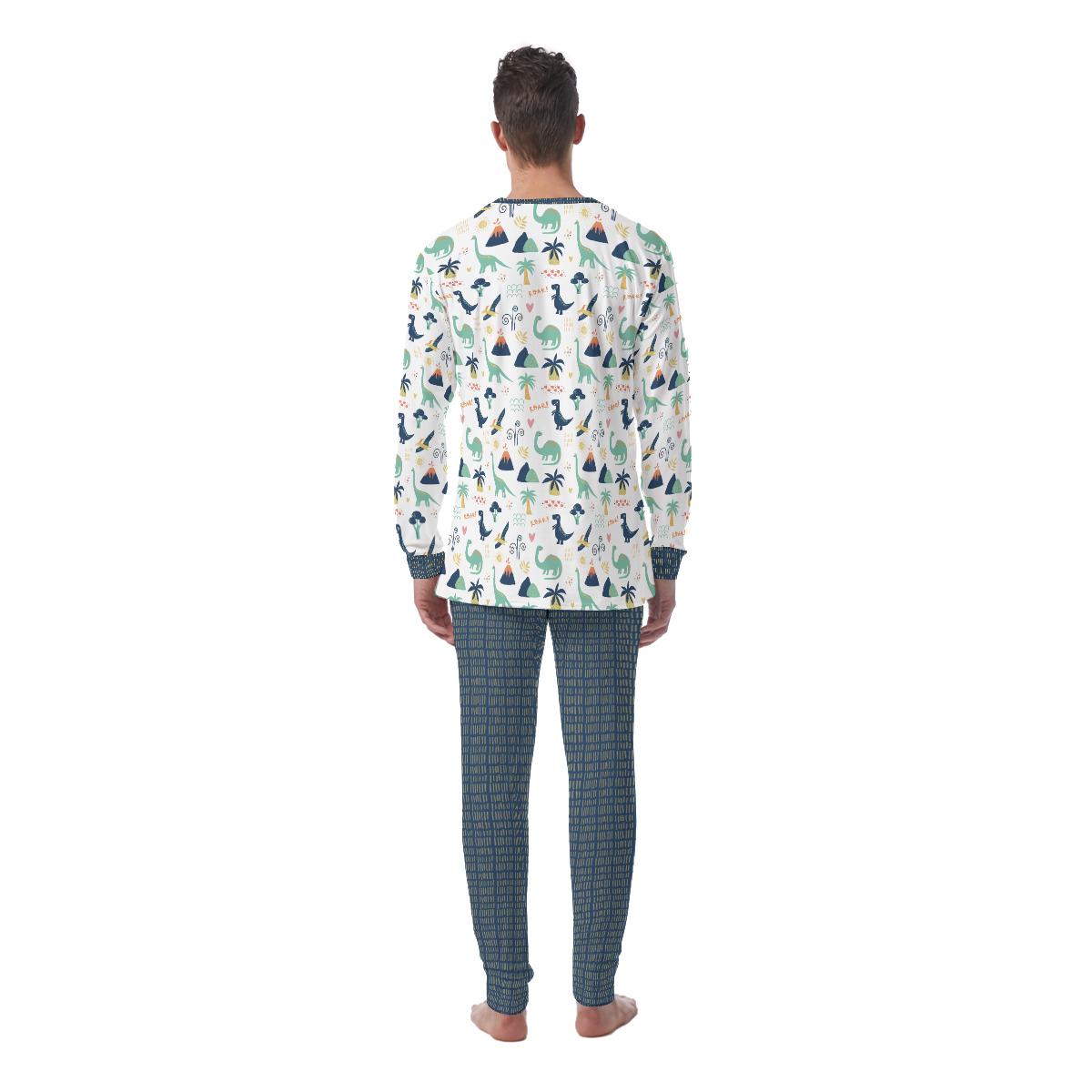 Roaring Dino & Volcano ABDL Pajama Set | Soft Stretch Two-Piece Adult Sleepwear