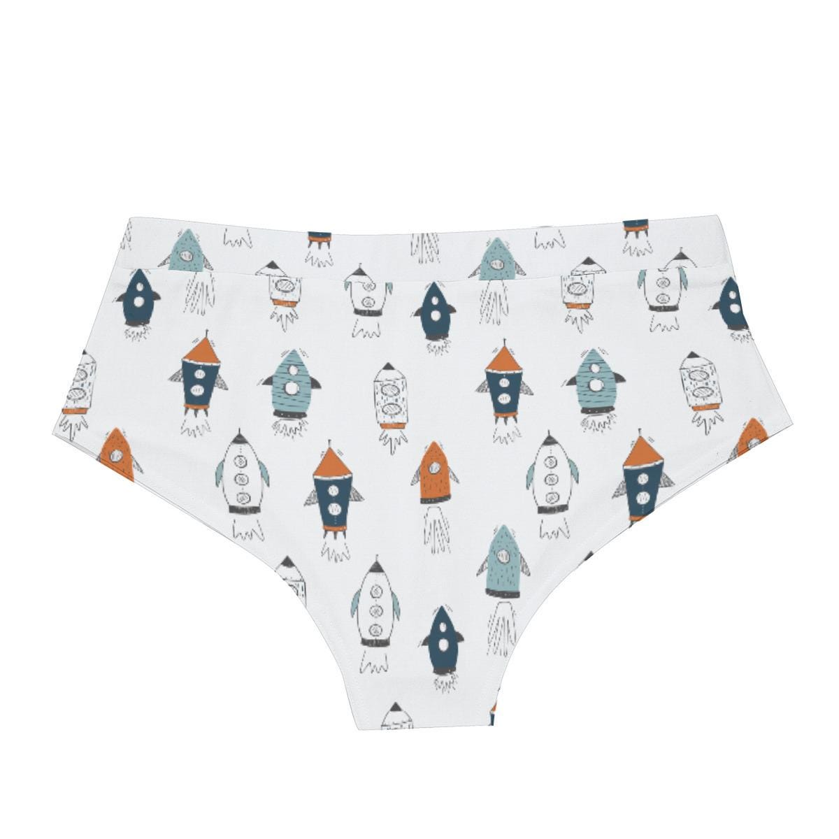ABDL Rocket Print Men's Briefs, Adult Baby Underwear, Cute Space Rocket Low Rise Briefs, DL Underwear, Fun Men's Lingerie
