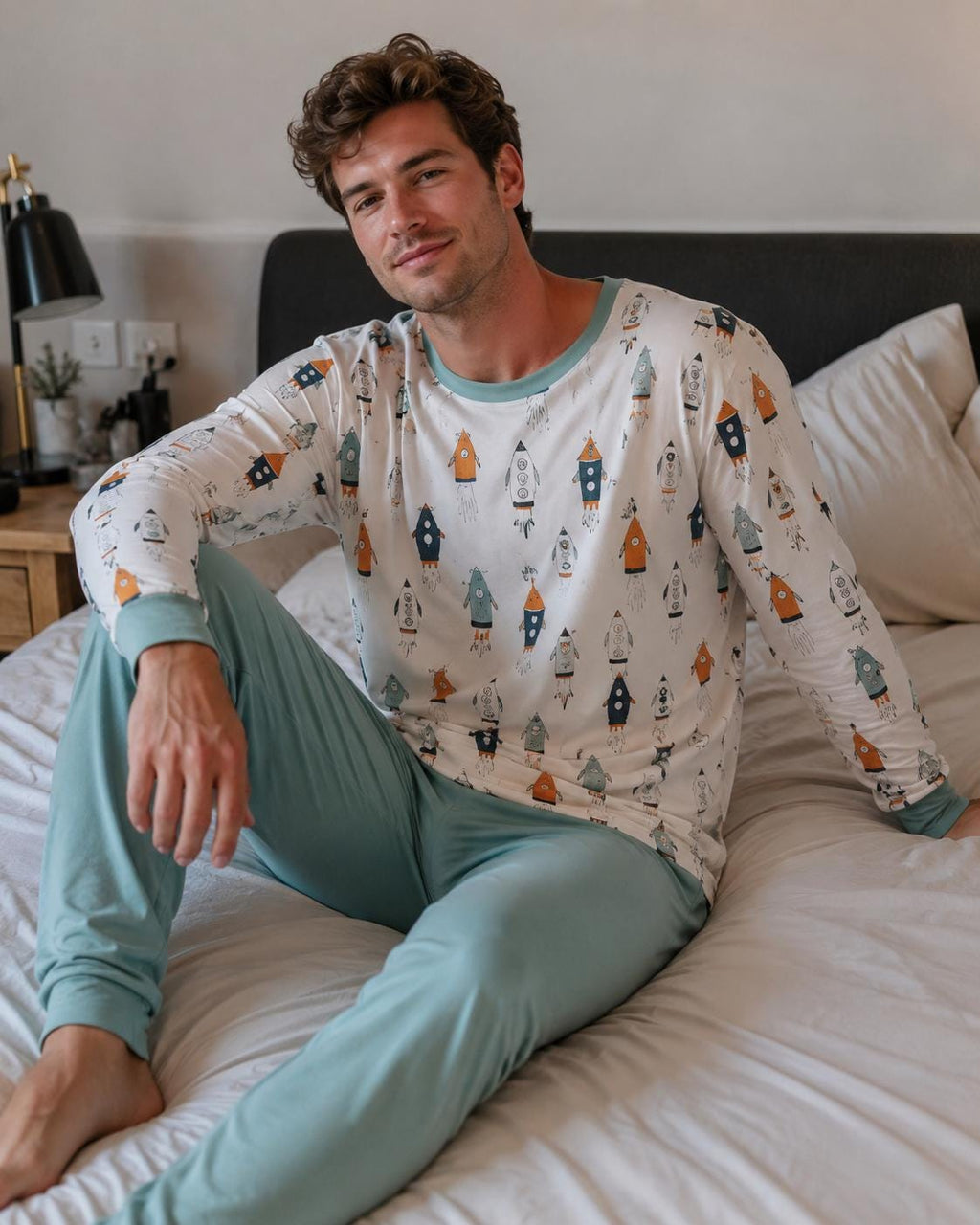 ABDL Rocket Pajamas, Adult Baby Pajama Set, Space Sleepwear, Little Space Clothes, Cute Men's Pajamas, Kawaii Loungewear, Gift for Him