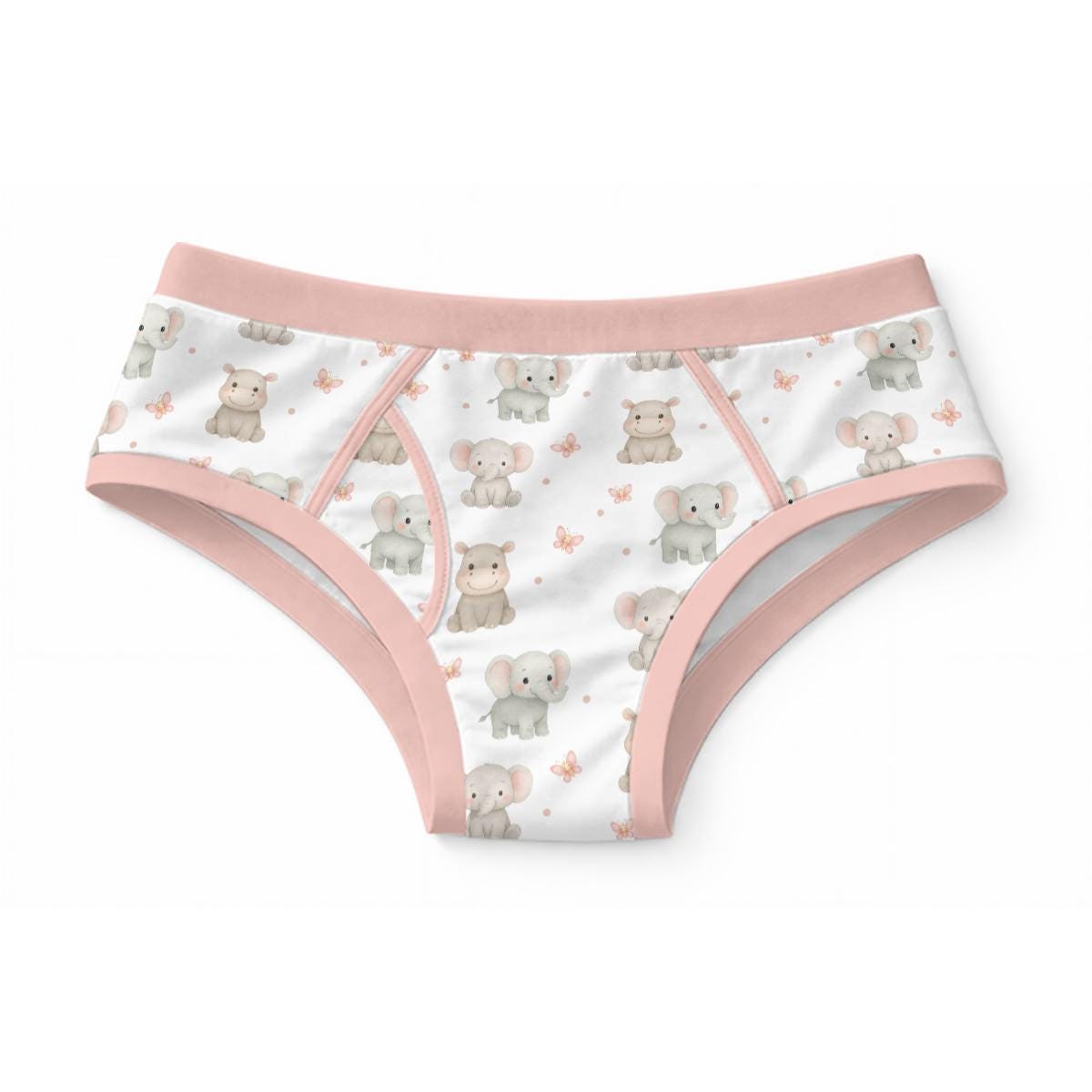 Elephant Print Underwear for Adults, 100% Cotton Briefs, Cute Animal Kawaii Underwear, Pink Elephant Briefs, Novelty Adult Clothing, S-3XL