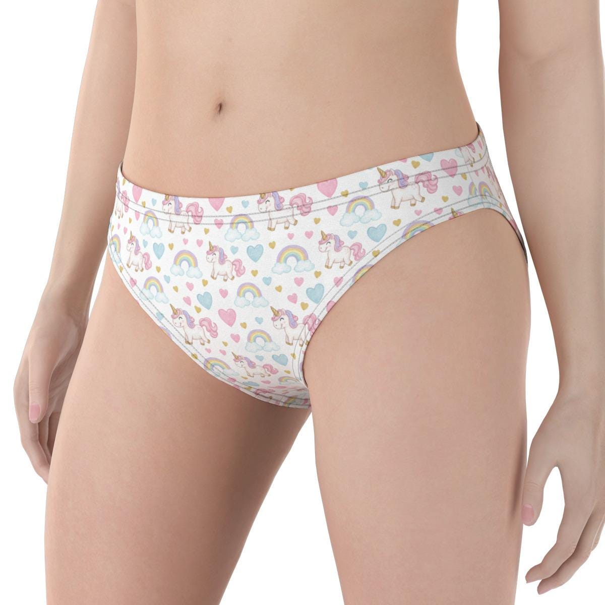 ABDL Unicorn Panties for Women, Adult Baby Underwear, Cute Rainbow Briefs, Pastel Women's Underwear, Soft Stretch Panties, S-5XL