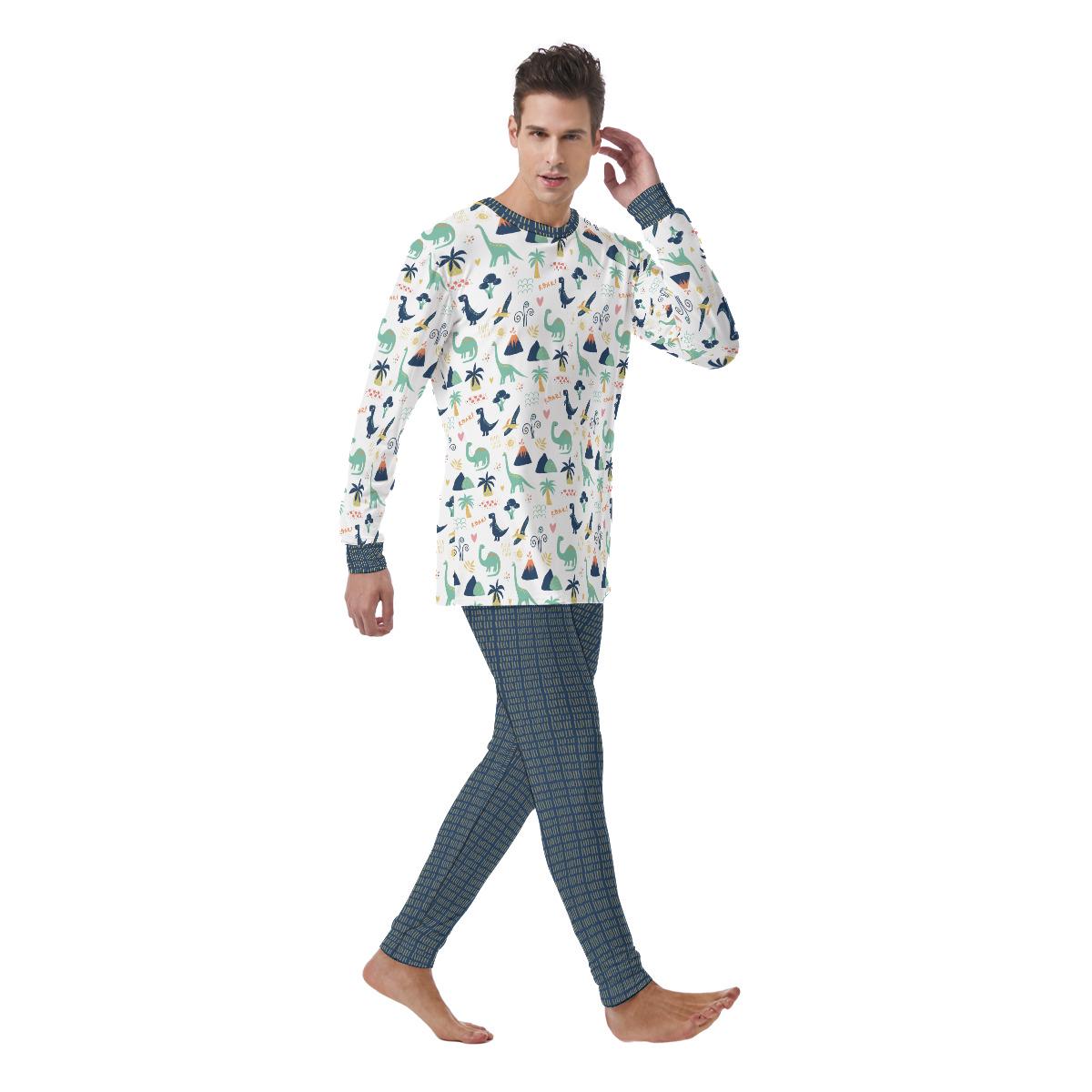 Roaring Dino & Volcano ABDL Pajama Set | Soft Stretch Two-Piece Adult Sleepwear
