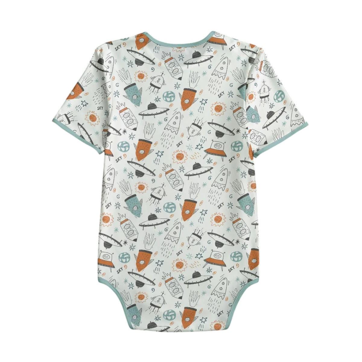 Adult Onesie ABDL, Space Bodysuit, Adult Baby Onesie, Little Space Clothing, Rocket Print Romper, Kawaii Bodysuit, ABDL Gift