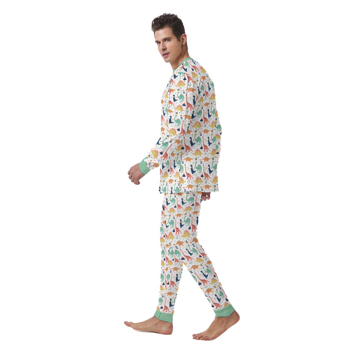 Full-Print Dino Safari ABDL Pajama Set | Soft Stretch Matching Adult Sleepwear