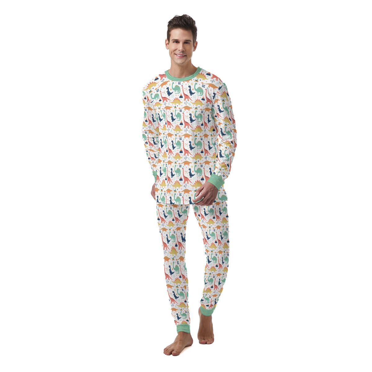 Full-Print Dino Safari ABDL Pajama Set | Soft Stretch Matching Adult Sleepwear
