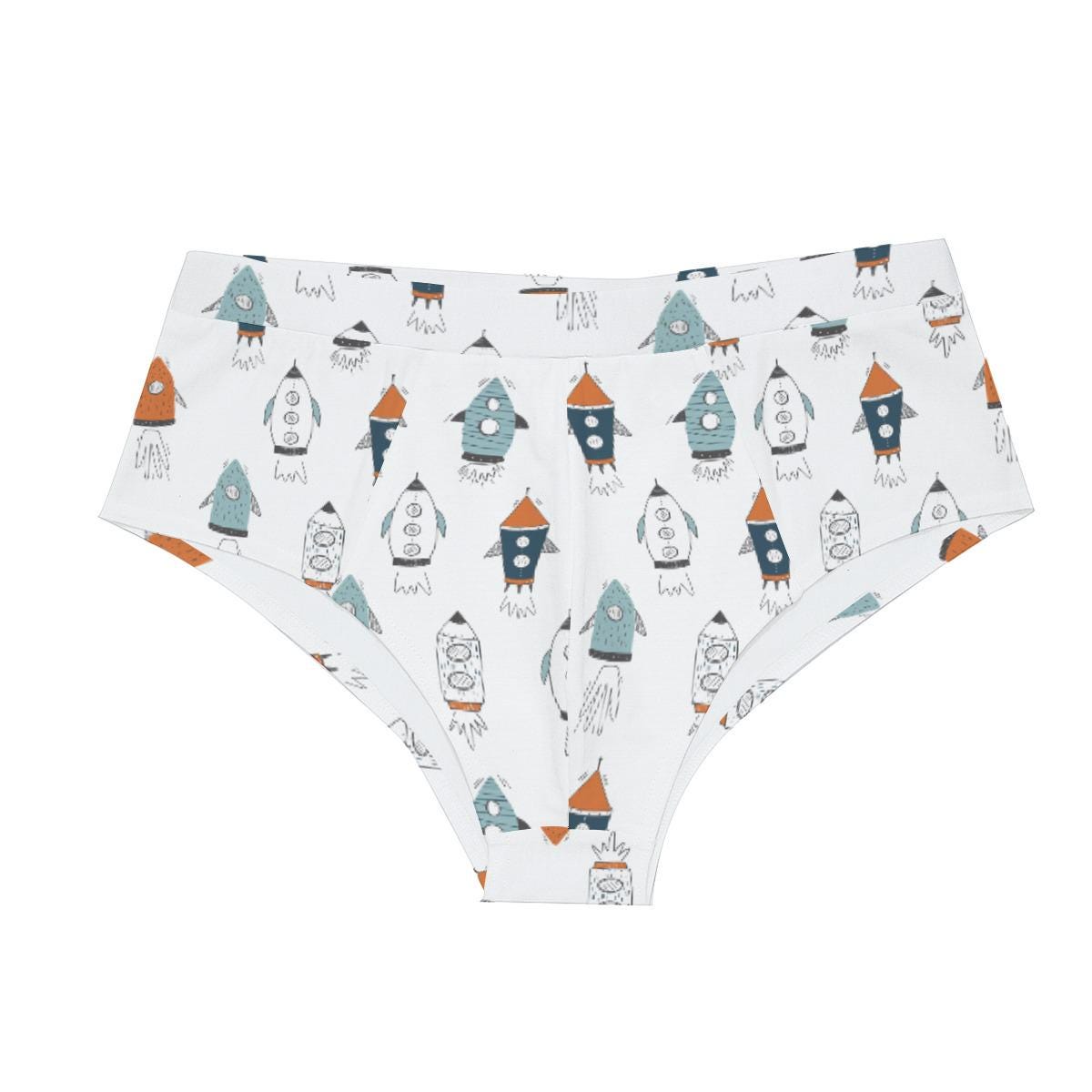ABDL Rocket Print Men's Briefs, Adult Baby Underwear, Cute Space Rocket Low Rise Briefs, DL Underwear, Fun Men's Lingerie