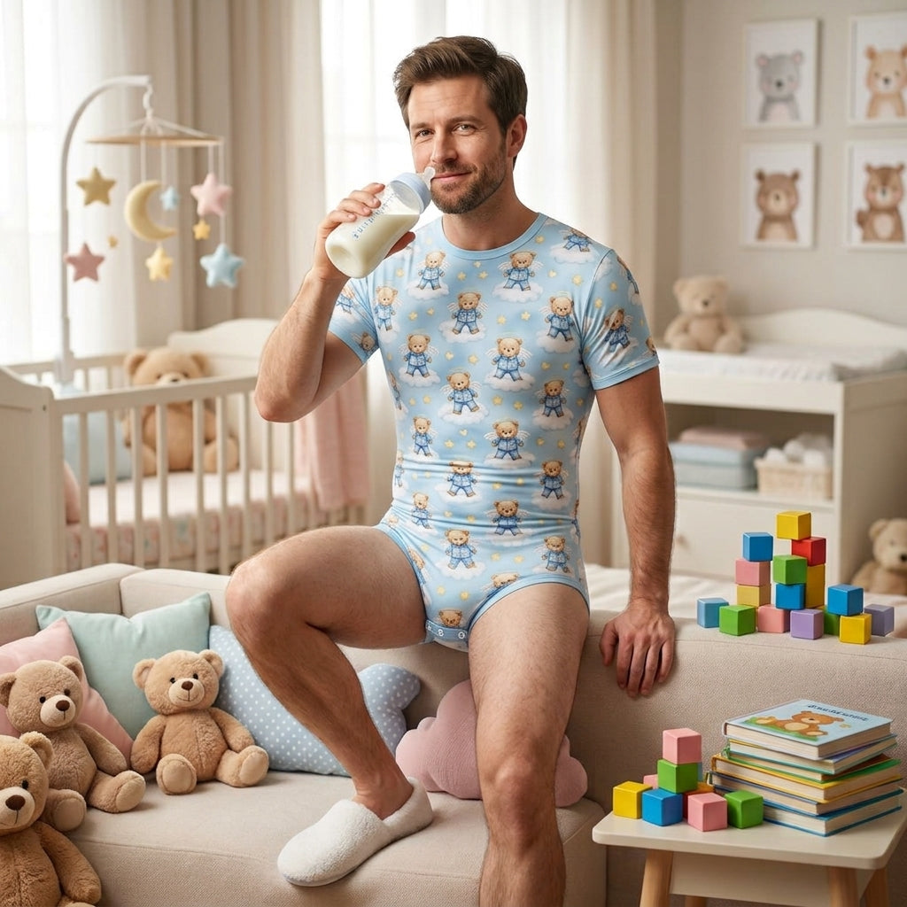 Angel Bodysuit Bear Adult Onesie | Heavenly Sky Blue ABDL Bodysuit